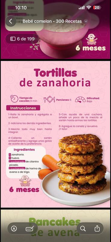 Página real del recetario Plan Nutribaby™