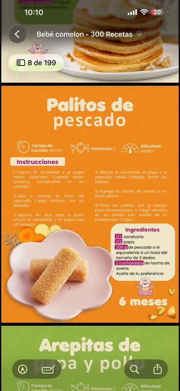 Página real del recetario Plan Nutribaby™